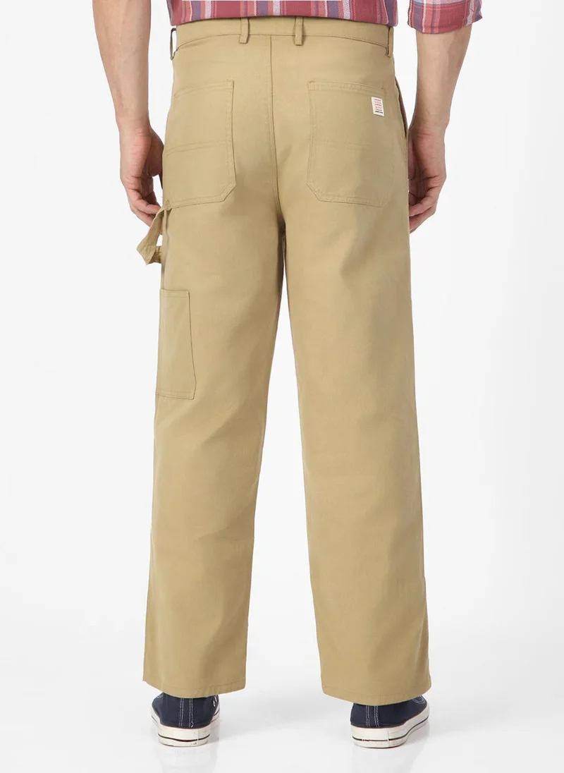 Urbano Fashion  Urbano Fashion Men's Light Olive Loose Baggy Fit Solid Carpenter Trouser Pant with 5 Pockets Non-Stretchable for Men | Best Price UAE